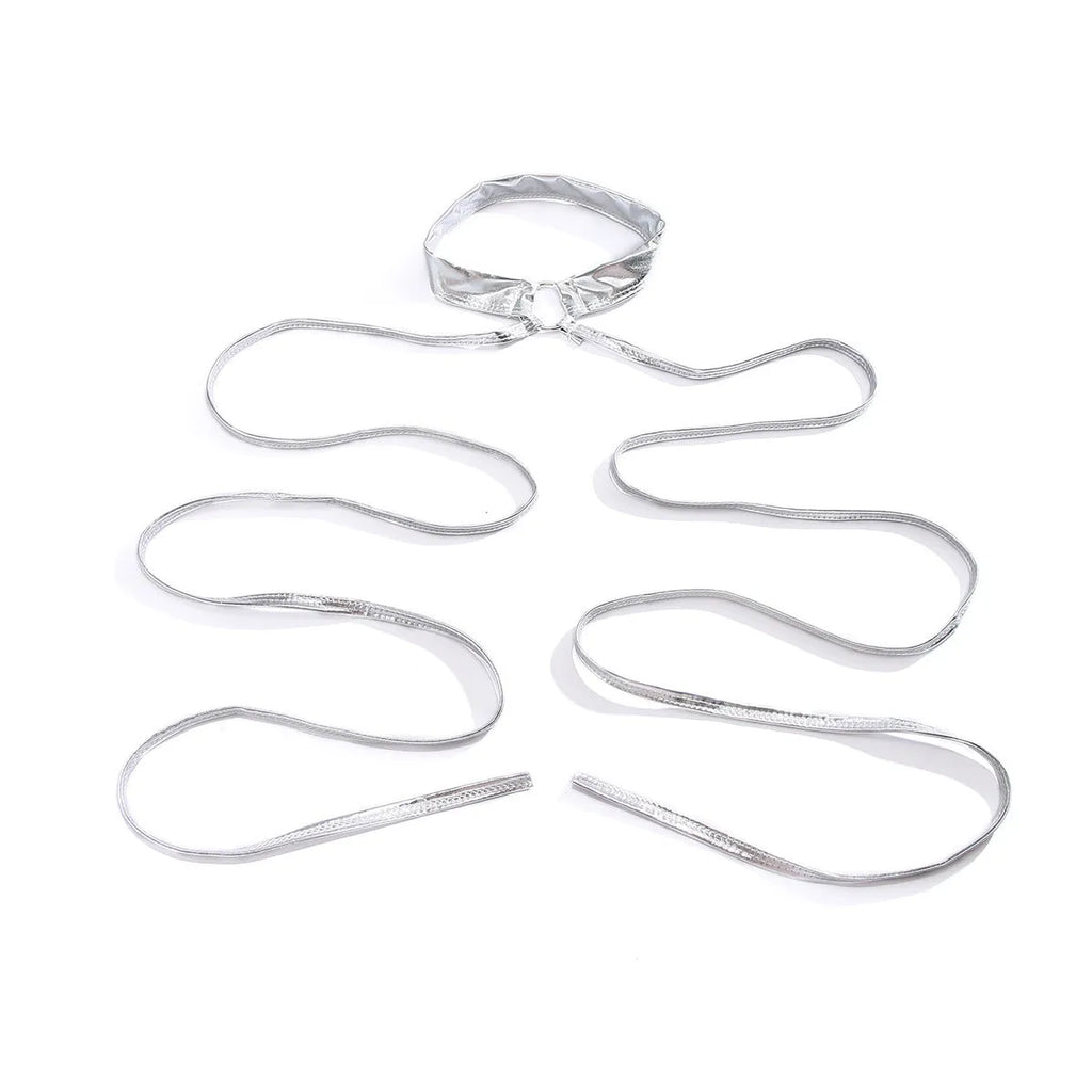 Women's geometric silver alloy ankle chain jewellery with simple styling