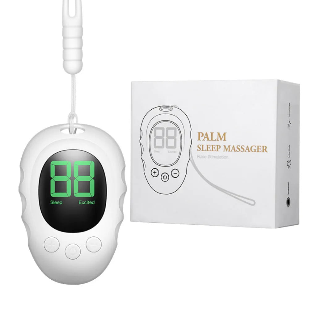 A handheld silicone sleep aid grip in black, white and green colour options on a surface.
