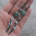 Metal cross feather tassel earrings in picture colour with retro geometric electroplated dangle design