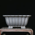 Square purple sand ceramic bonsai pot with 37cm diameter and 15cm height dimensions