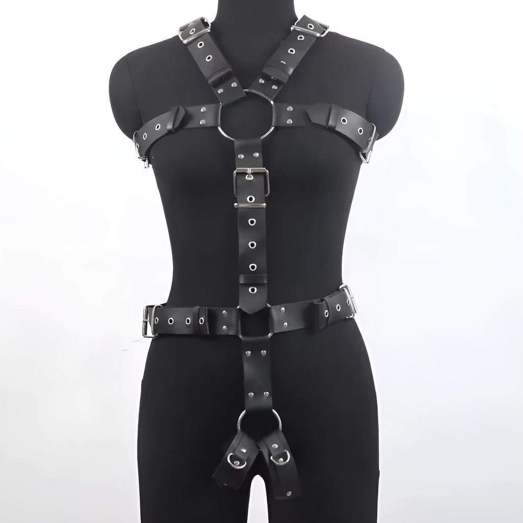 Black thin imitation leather shapewear belt with pin buckle on a neutral background