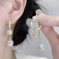 Silver balloon tassel drop earrings with rhinestone ball pendant and confession balloon charm