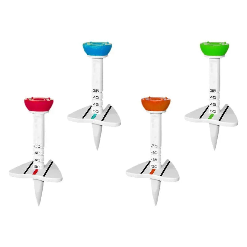 Golf ball alignment tee nail can aid in silicone reinforced plastic, available in red green blue orange