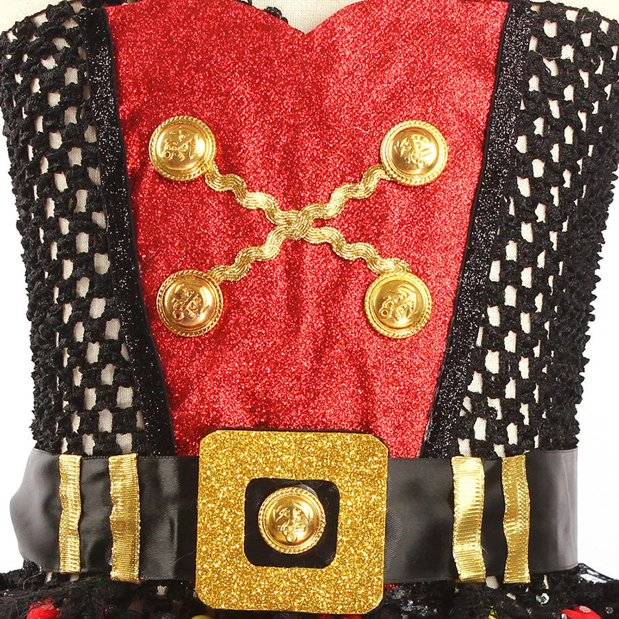 Girls pirate costume Halloween dress with sequins and mesh detailing in pirate skirt design
