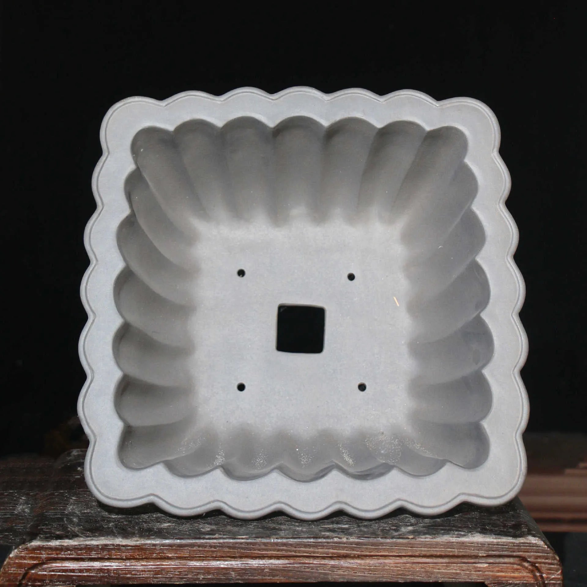 Square purple sand ceramic bonsai pot with 37cm diameter and 15cm height dimensions