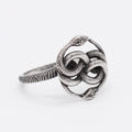 Titanium steel double snake ring with retro styling and cold wind pattern in steel colour