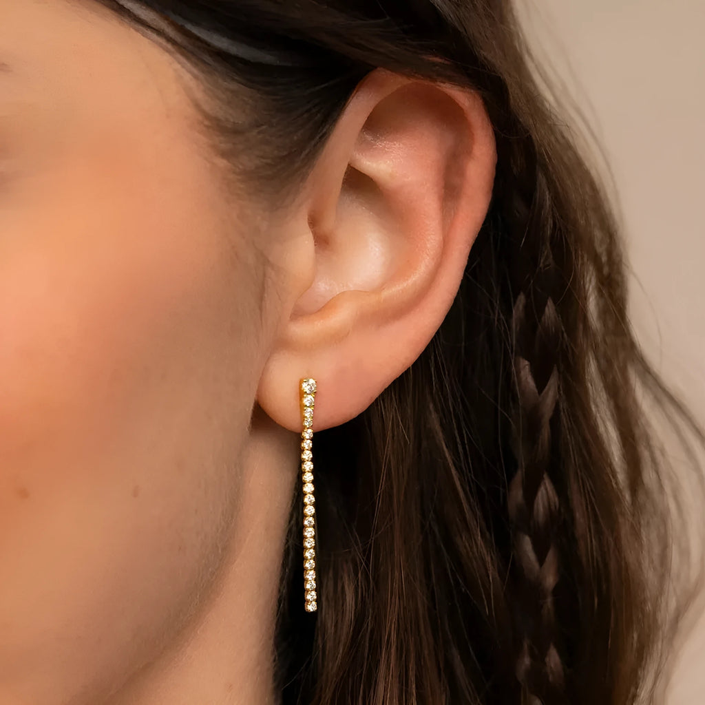 Women's geometric zircon earrings in stainless steel with gold or steel colour options