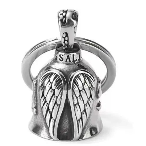 Angel white wings vintage feather design alloy necklace and keychain set with electroplated finish