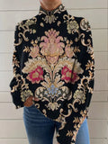 Black long sleeve turtleneck sweater with a 3D colour matching pattern, loose fit.