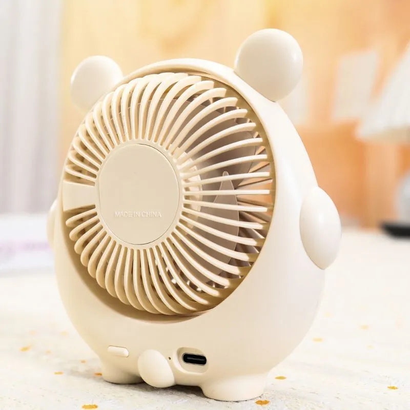Desktop USB electric fan with dog-themed design in six colour options including bear and puppy variants