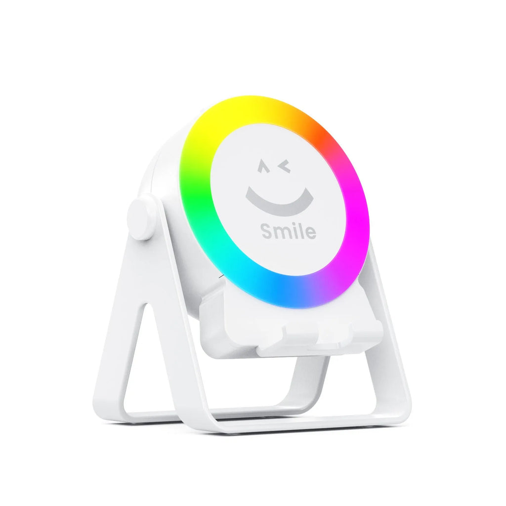 Induction bracket rechargeable LED Bluetooth speaker in black or white with colourful lighting