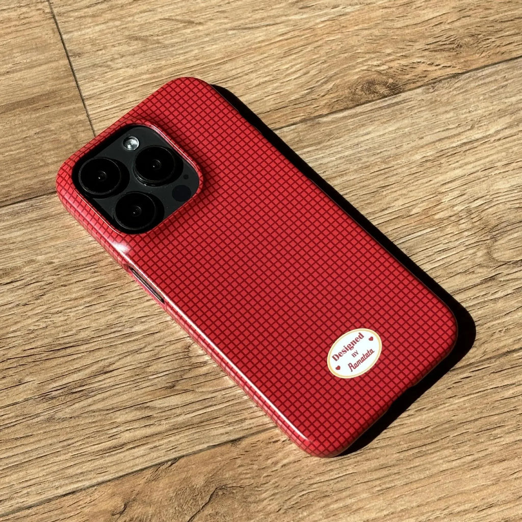 Original plain plaid anti-fingerprint phone case for iPhone 15 Pro Max in red and orange designs.