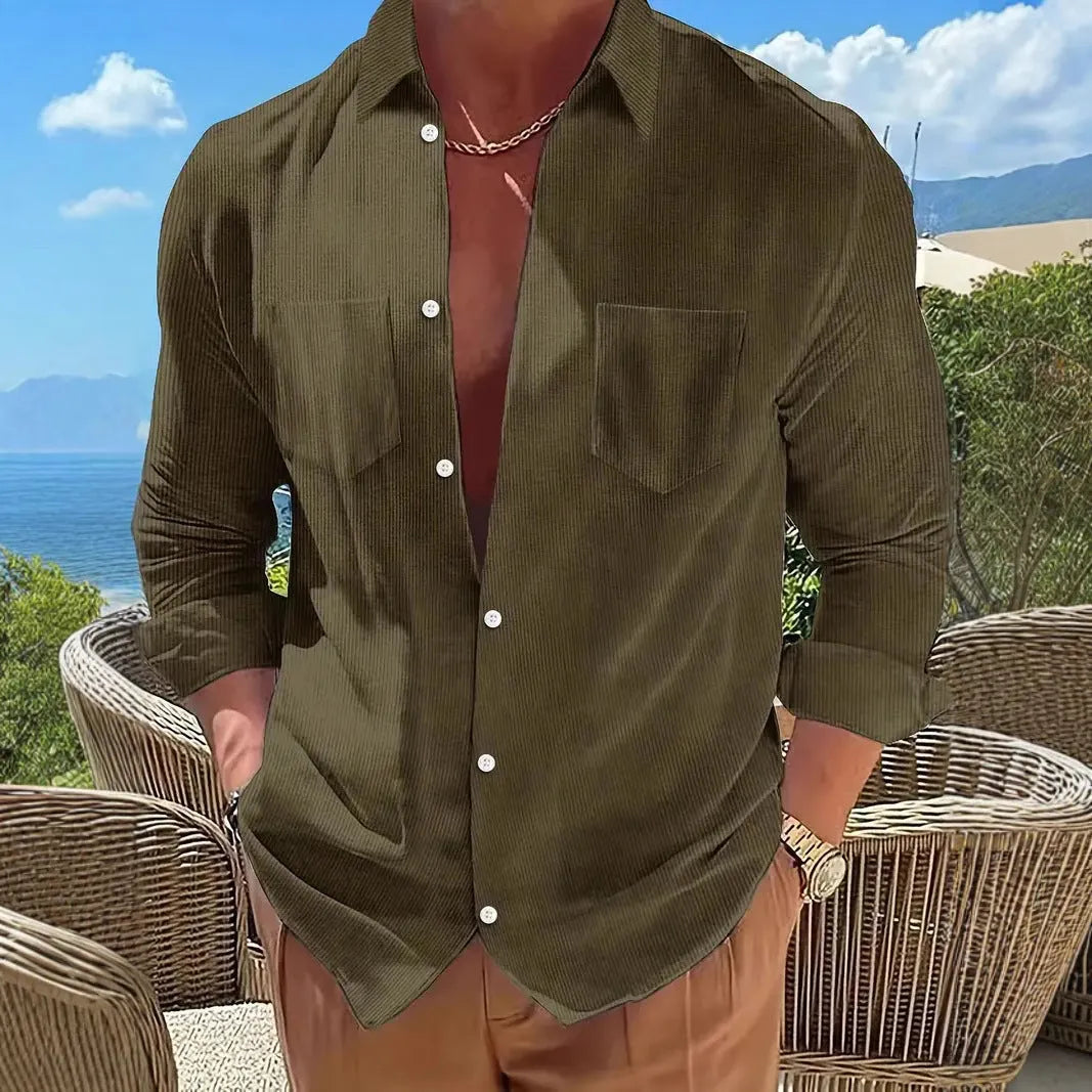 Casual Long-Sleeve Corduroy Shirt