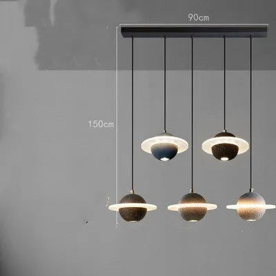 Red single-head chandelier with marble-look iron pendant lamp, modern style, LED light source
