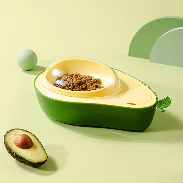 Avocado shaped automatic cat water dispenser and slow feeder bowl set