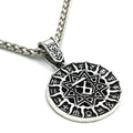 Lunavin ODing logo pendant necklace on an adjustable chain, showing antique silver and bronze finish options with snake bones and leather rope styles.