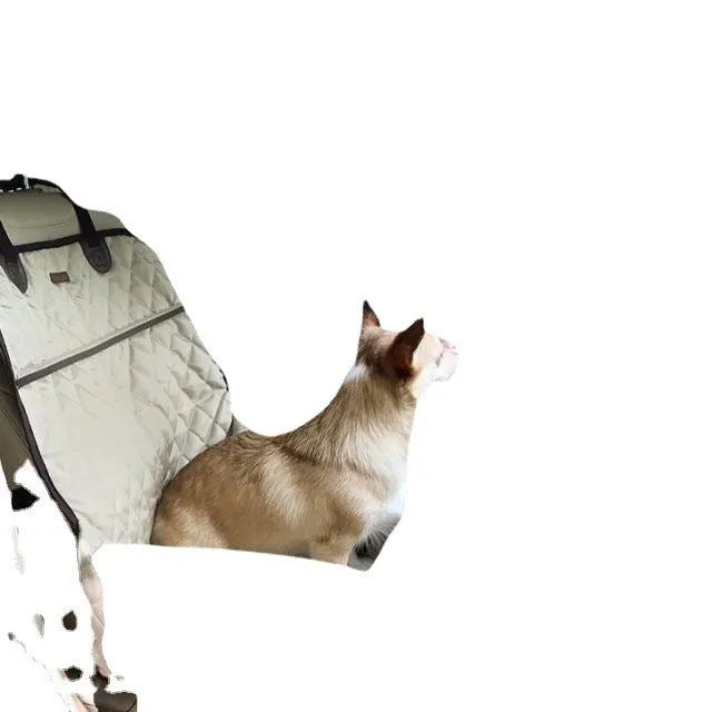 Beige chemical fibre pet car seat pad for front and rear car seats, suitable for dogs and cats