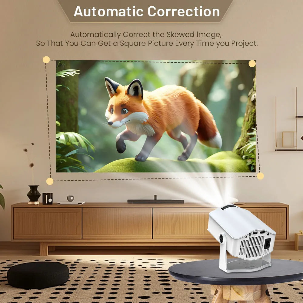 White portable 720p household projector with 1280x720 resolution, 200 ANSI lumens, 50W power, and US EU UK AU plug options