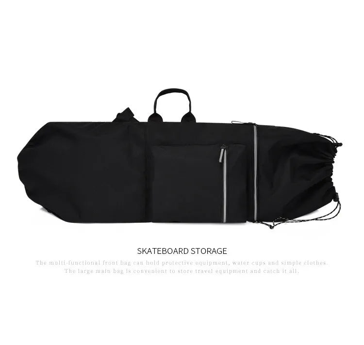 Waterproof nylon skate bag shown in camouflage colour with skateboard carrying capacity
