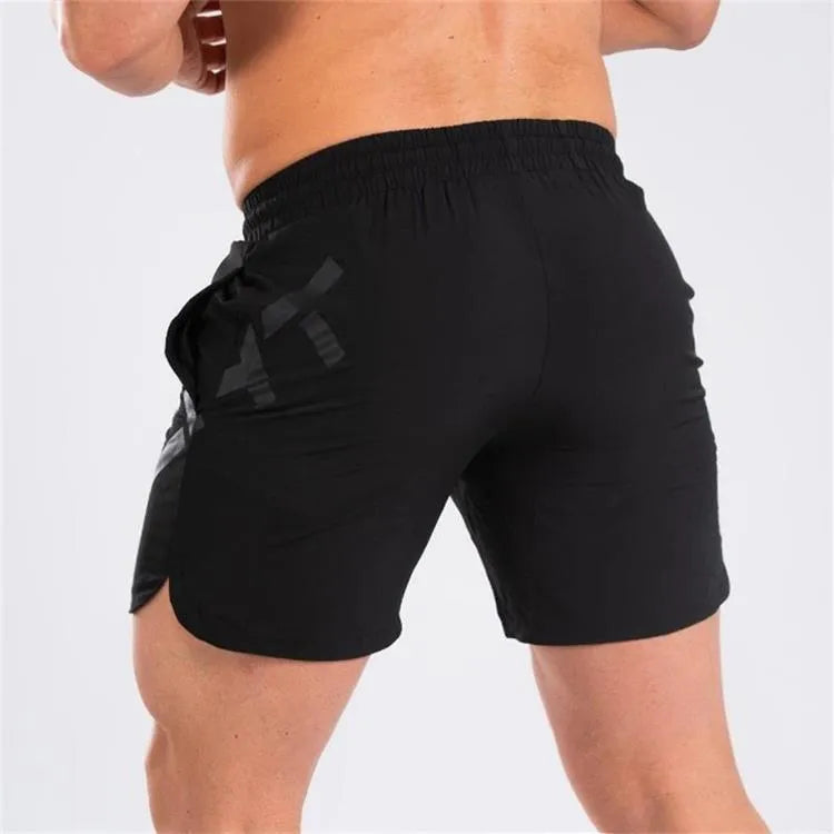Men's black knee-length running shorts with elastic waistband for summer training