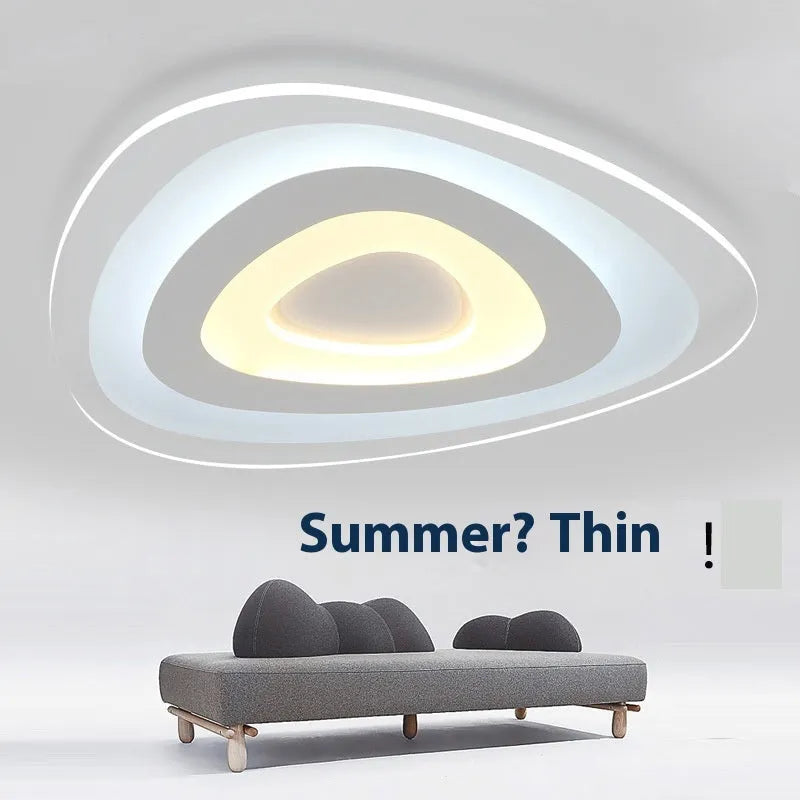 Triangular LED ceiling lamp with remote control and smart home compatibility in modern simplicity style
