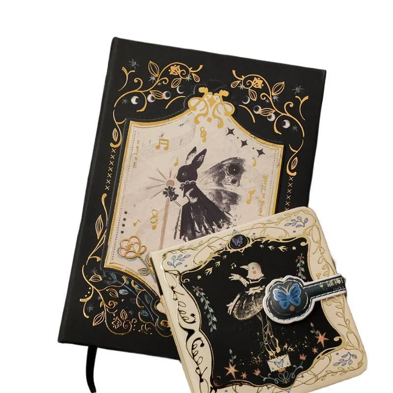 Retro Art THALO Gothic Style Notebook A5 with original wood pulp pages and animal design cover