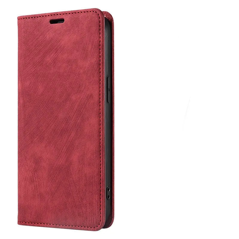 Magnetic flip leather phone case for iPhone in multiple colours including lake green and pink
