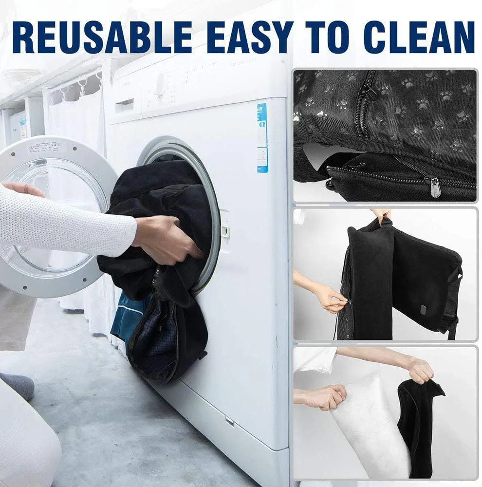 Black breathable pet car hanging bag with waterproof seat cushion for dogs