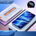 Anti-peep tempered glass screen protector for iPhone with dust-free applicator and electroplated HD coating