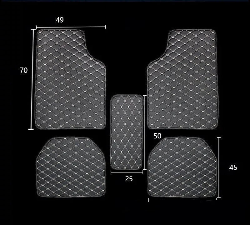 Universal right rudder leather car floor mat with quilted embroidered full surround design for GM models