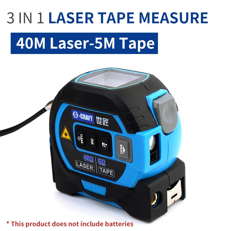 3 in 1 laser tape measure rangefinder with 5m tape ruler in blue for construction and DIY use