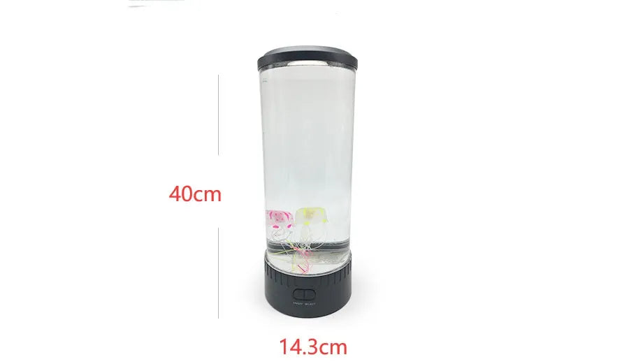 LED jellyfish night light with colour-changing glow, black plastic shell, large 36cm size, USB charging