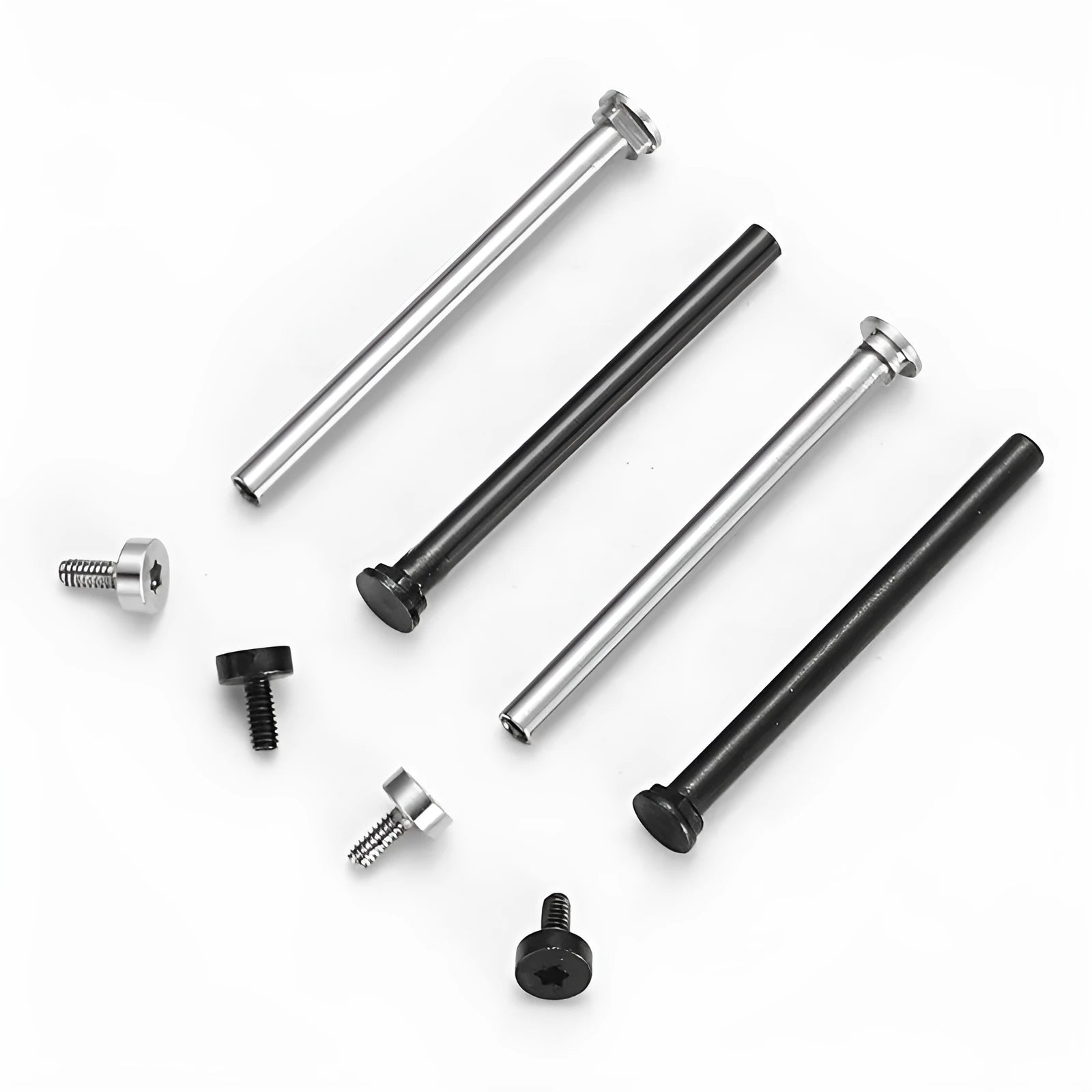 Metal screw rod accessory for children's phone watch strap in black and silver
