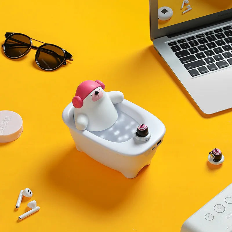 White polar bear shaped USB air humidifier with water tank and mist output