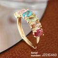 Gold electroplated copper ring with zircon stone and adjustable size in simple retro design