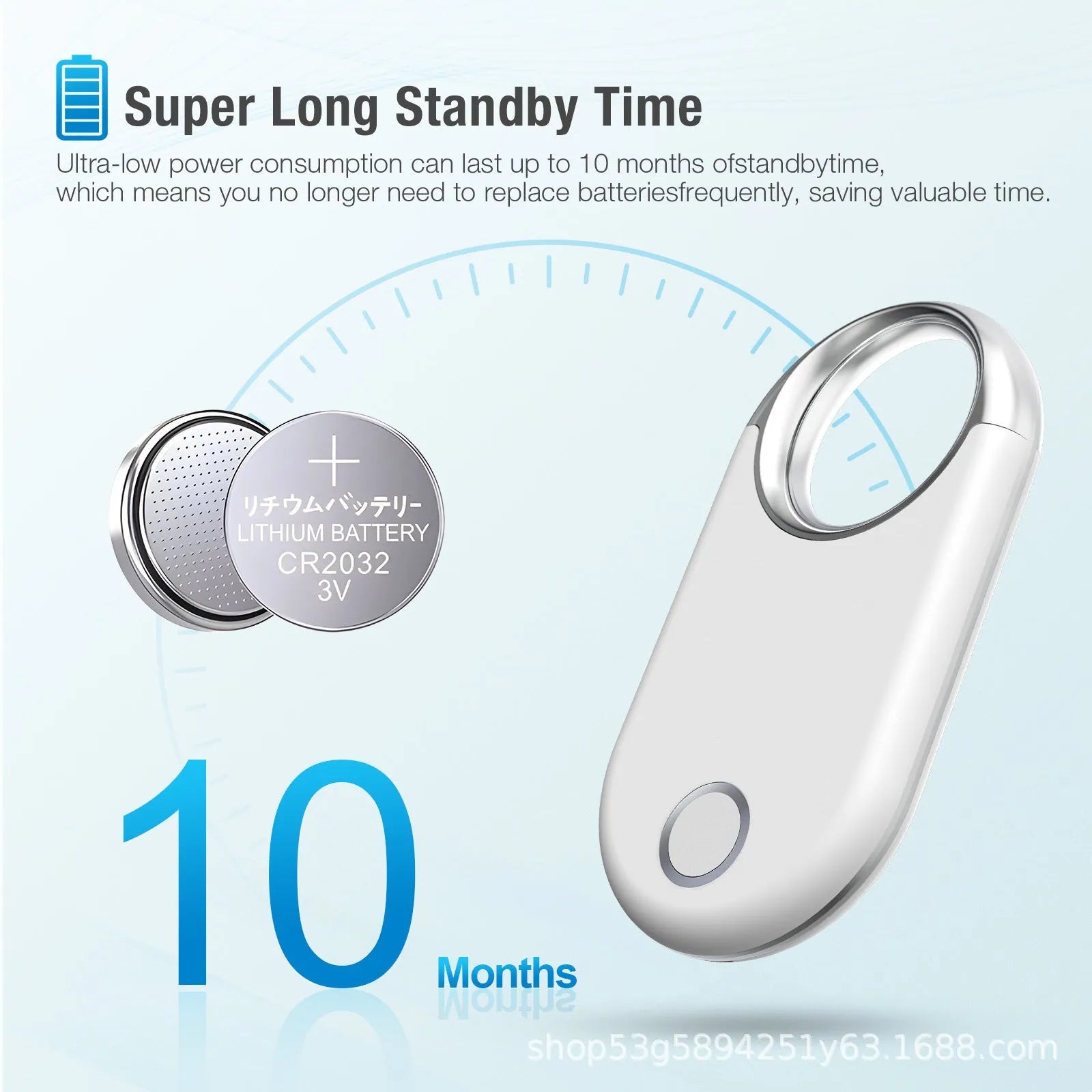 Black and white GPS tracking device showing compact size for pet and child anti-loss monitoring