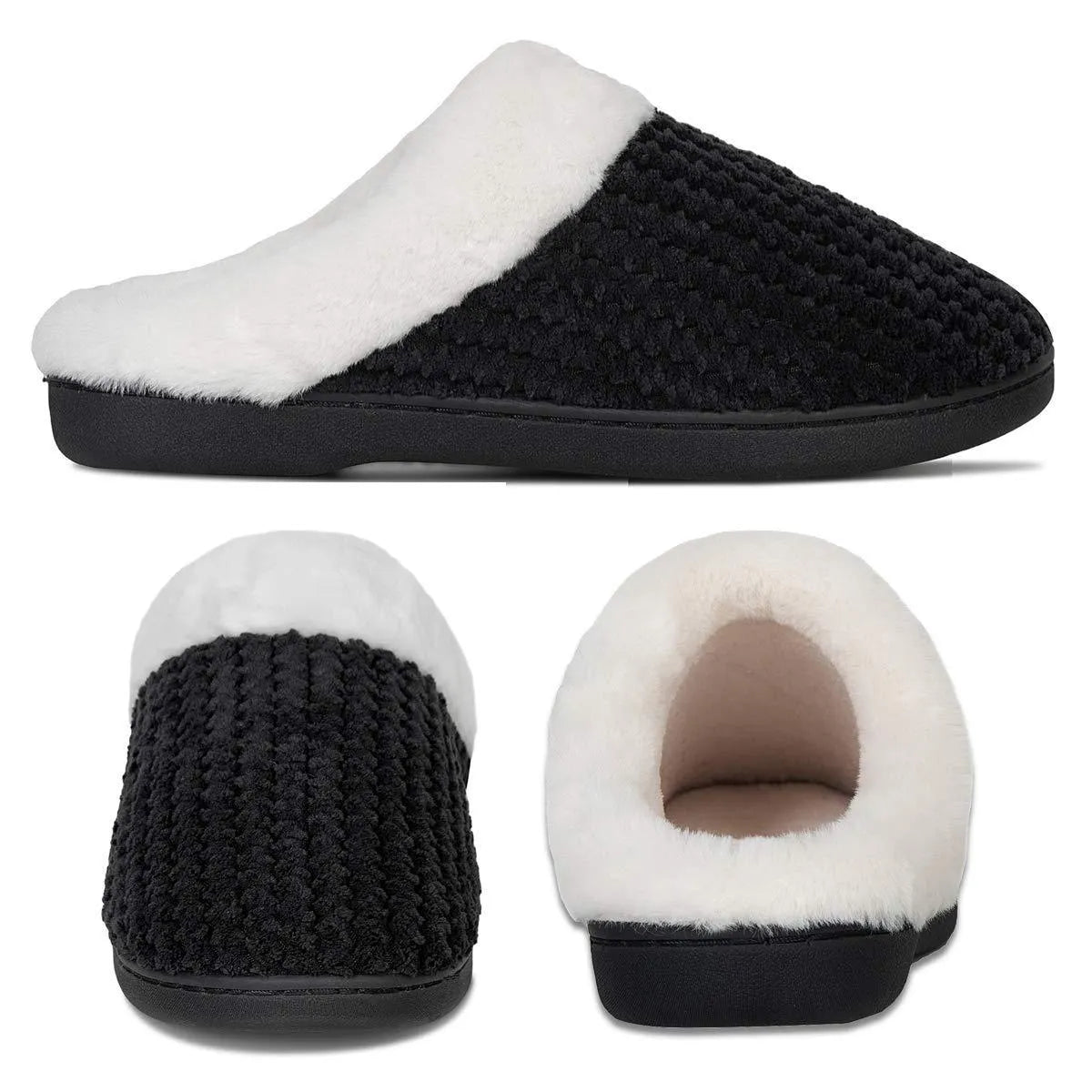 Fluffy plush unisex casual slippers in solid colours with sizes from 36-45
