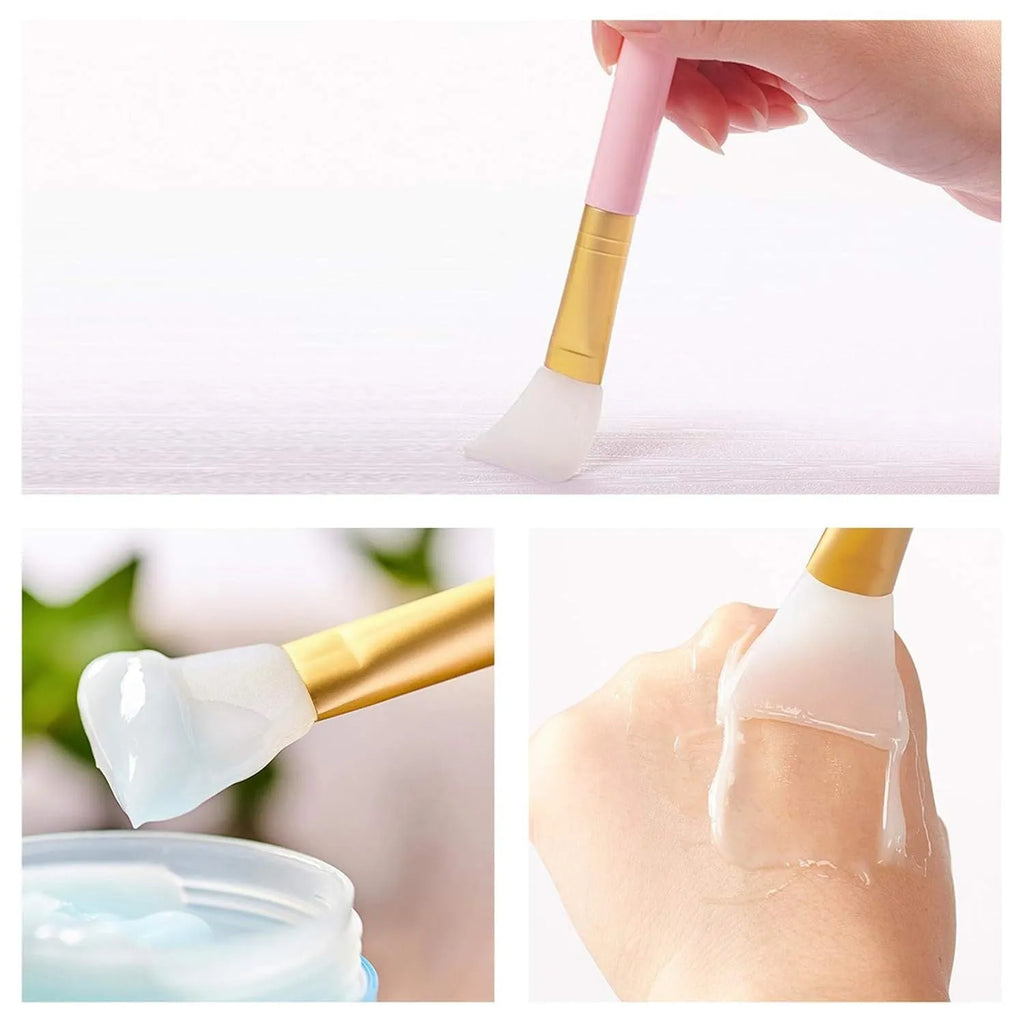 Reusable silicone face mask applicator spatula in choice of six colours with gold or silver tube.