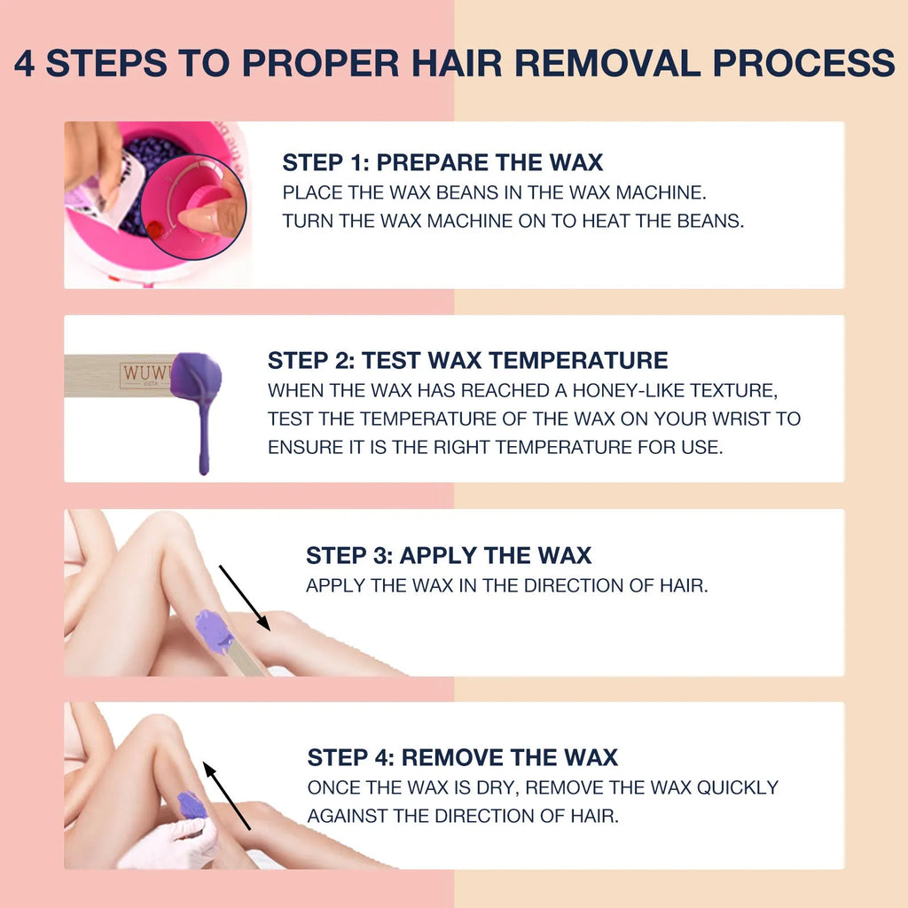 27 piece hair removal waxing kit with digital warmer, four coloured wax bead pots, and applicator sticks