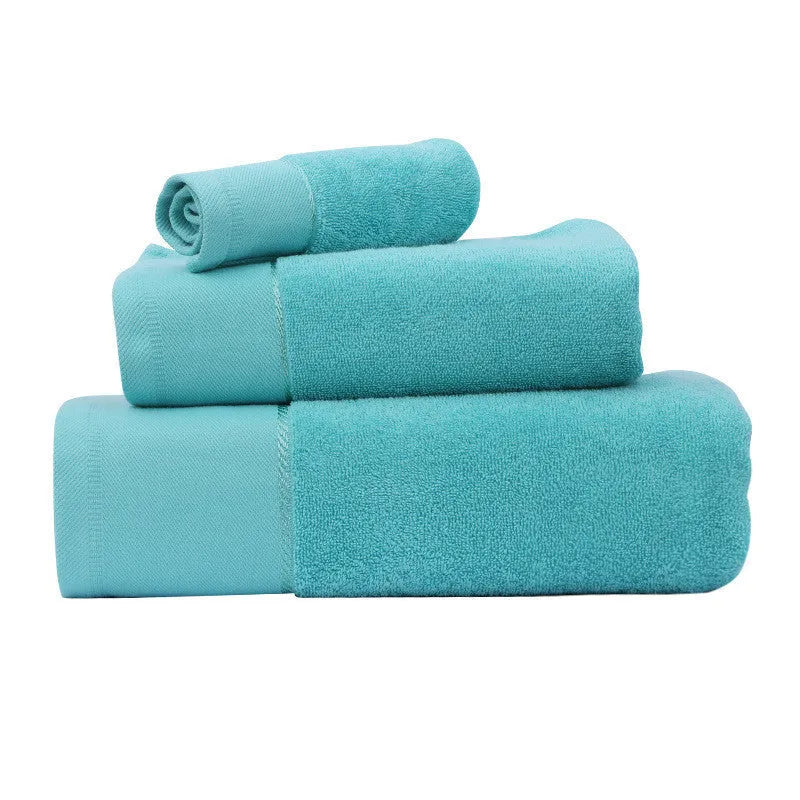 Cotton bath towel 70x140cm 600g in blue with combed yarn gear-break finish