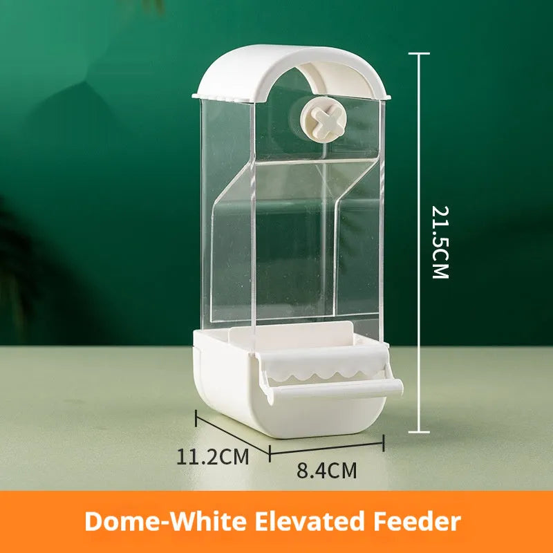 Parrot automatic pet feeder food container plastic acrylic dome style white small size