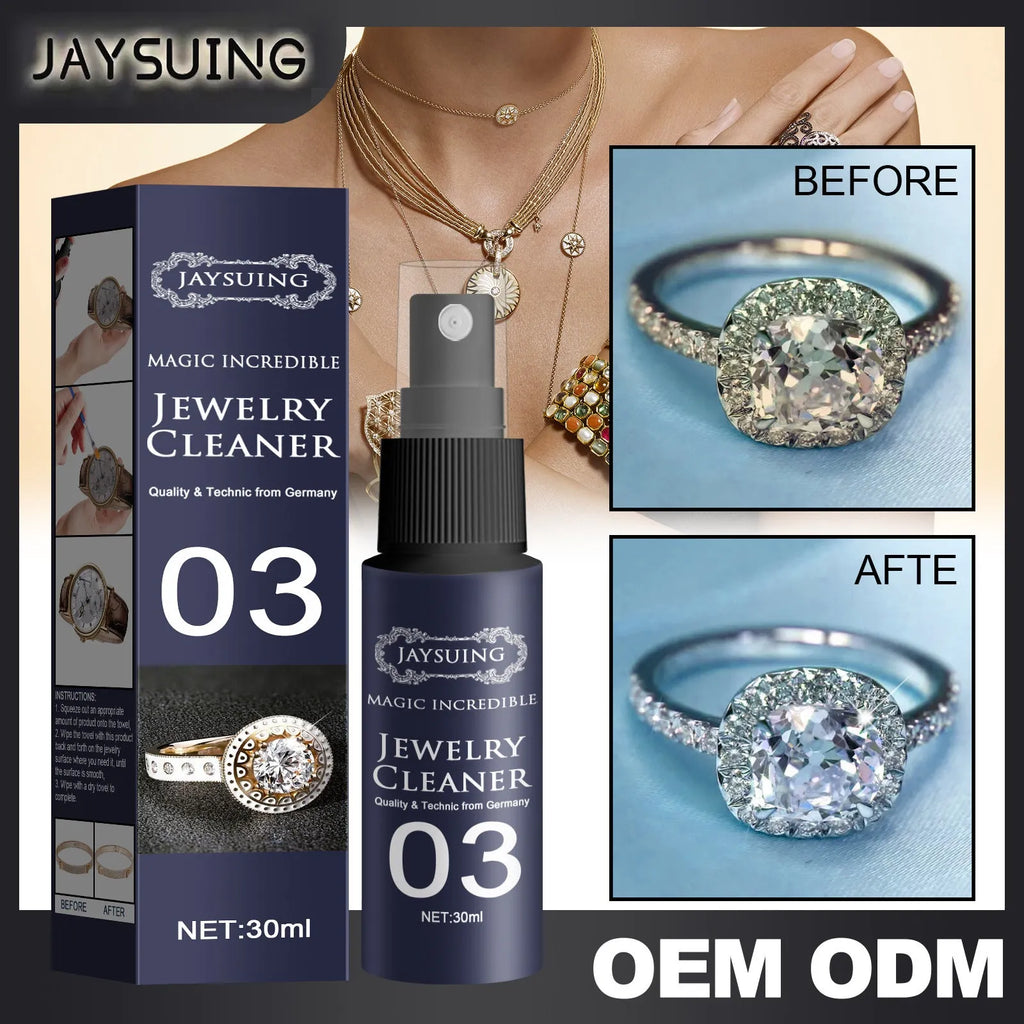 30ml jewellery cleaner in a plastic bottle measuring 13.8cm by 2.9cm for watch straps and jewellery