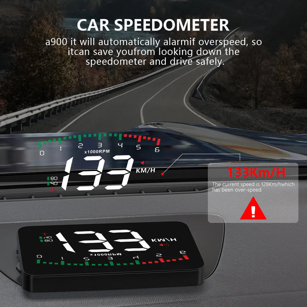 Automotive HD speed projector vehicle HUD head-up display with 3.5 inch LED screen on car dashboard