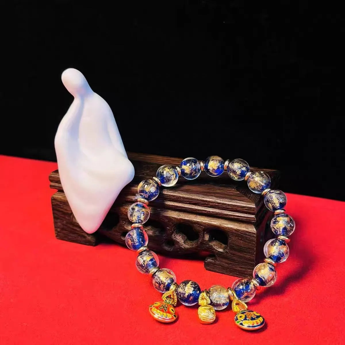 Ancient French glaze glass bracelet with geometric shapes in one of six colour options
