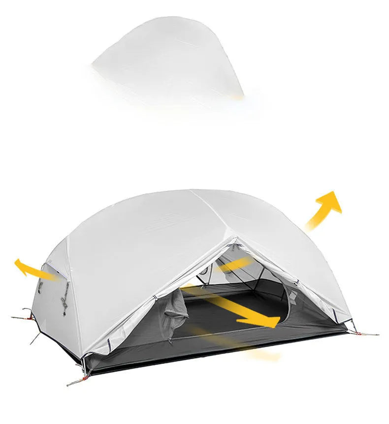 Home Fashion Simple Two-Person Silicone Tent in Phantom Blue with aluminium poles