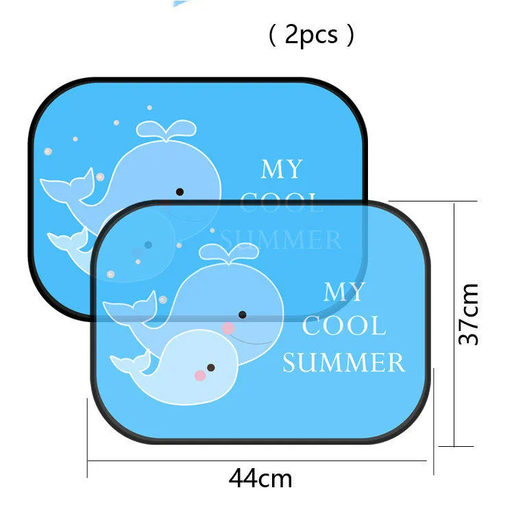 Electrostatic adsorption car side window sunshade with animal designs on nylon mesh material