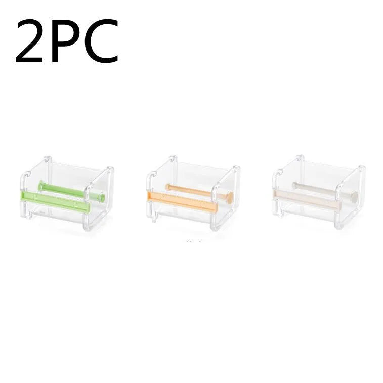 Fante plastic tape cutter storage box in beige with tape roll visible, compact Japanese-style design