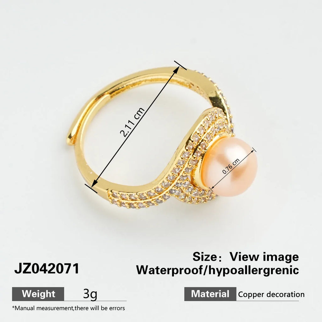 Pearl ring in unisex style, Pearl Ring series, variant JZ042071, single ring accessory for hand wear