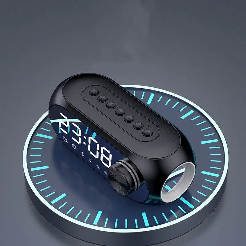 Portable mini clock radio in S8 Black colour with USB charging cable