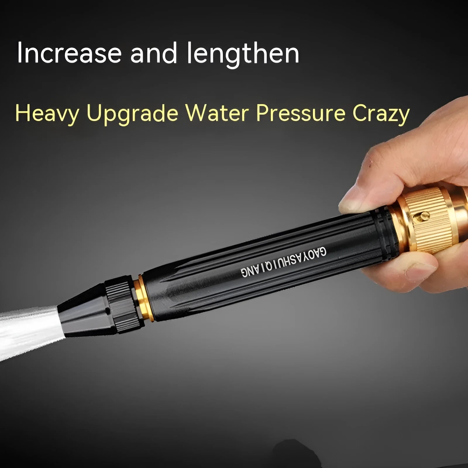 Black diamond car wash water gun with straight spray design measuring 17.7cm